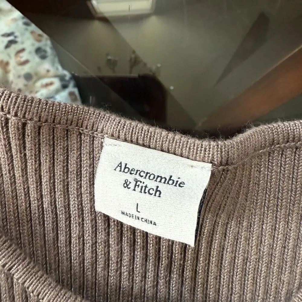 Abercrombie & Fitch Ribbed Knit Tank Bodycon Midi Dress Medium Tall MT Cream